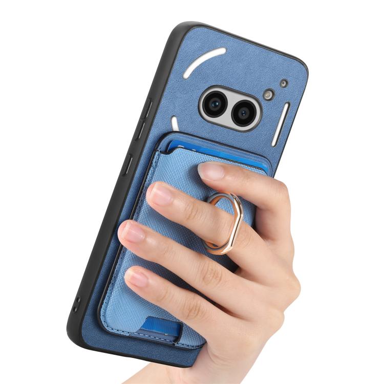 For Nothing Phone 2a Retro Cross Leather Ring Vertical Insert Card Bag MagSafe Phone Case
