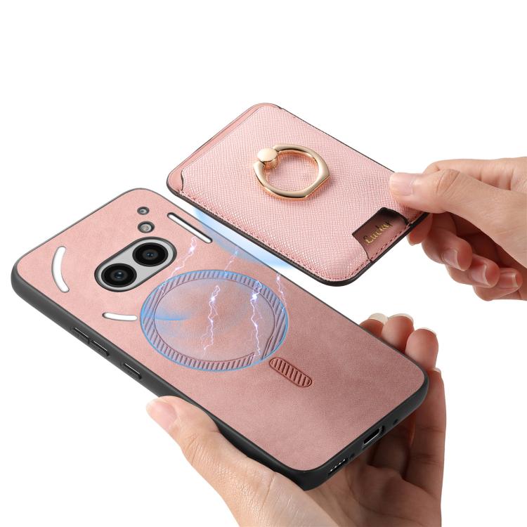 For Nothing Phone 2a Retro Cross Leather Ring Vertical Insert Card Bag MagSafe Phone Case