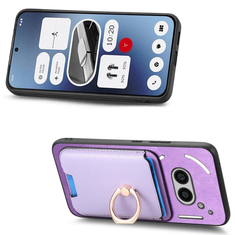 For Nothing Phone 2a Retro Cross Leather Ring Vertical Insert Card Bag MagSafe Phone Case