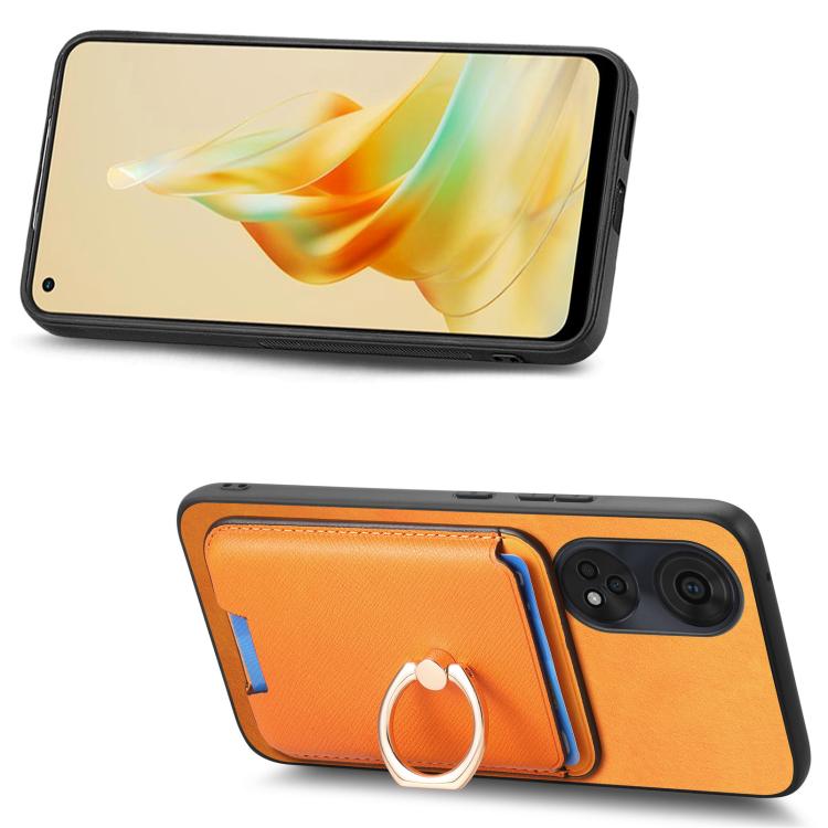 For OPPO Reno12 Global Retro Cross Leather Ring Vertical Insert Card Bag MagSafe Phone Case