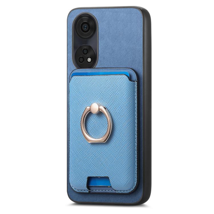 For OPPO A3 Pro Retro Cross Leather Ring Vertical Insert Card Bag MagSafe Phone Case