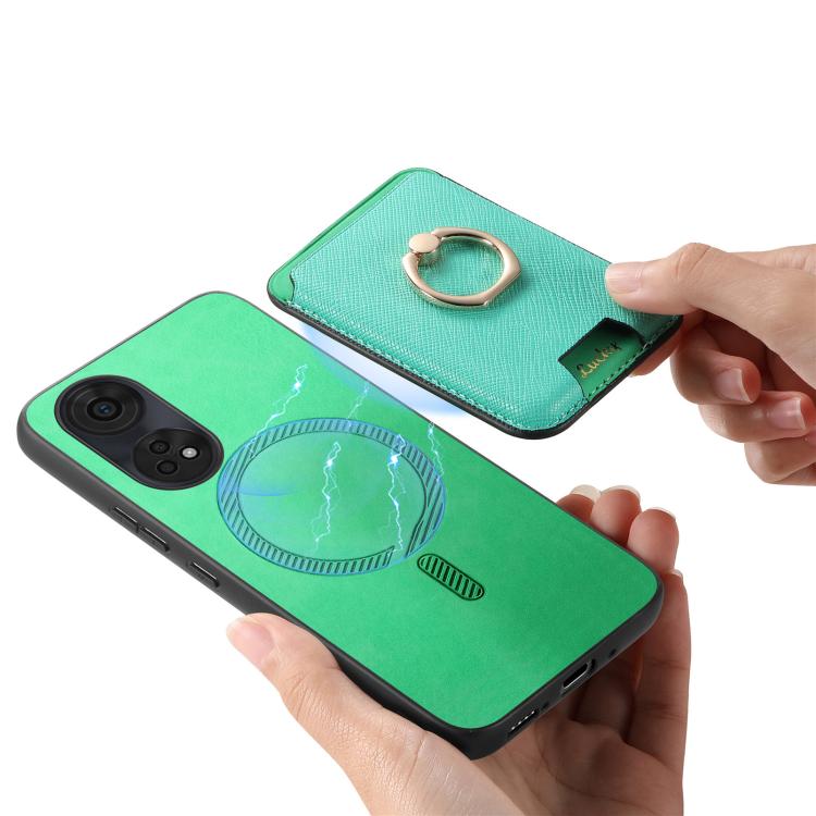 For OPPO A3 Pro Retro Cross Leather Ring Vertical Insert Card Bag MagSafe Phone Case