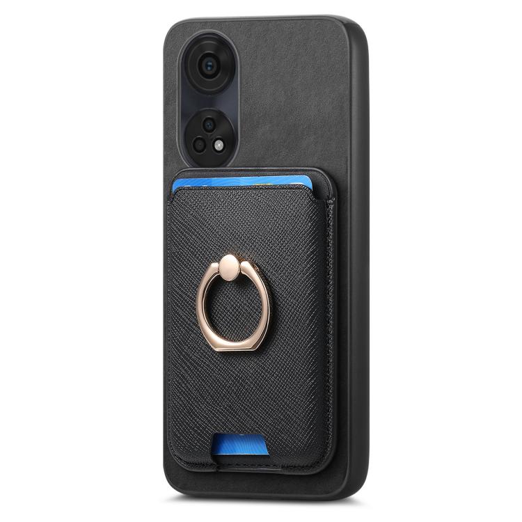 For OPPO A3 Pro Retro Cross Leather Ring Vertical Insert Card Bag MagSafe Phone Case