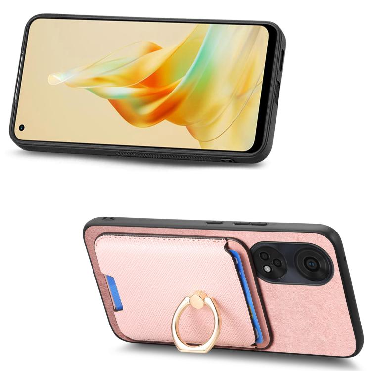 For OPPO A78 4G Retro Cross Leather Ring Vertical Insert Card Bag MagSafe Phone Case