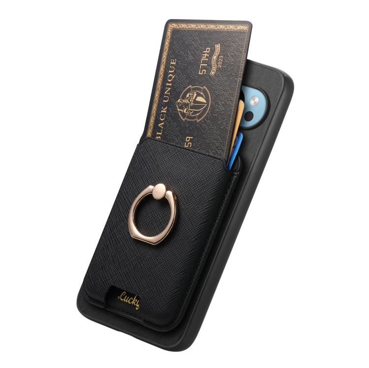 For Google Pixel 9 Pro XL Retro Cross Leather Ring Vertical Insert Card Bag MagSafe Phone Case