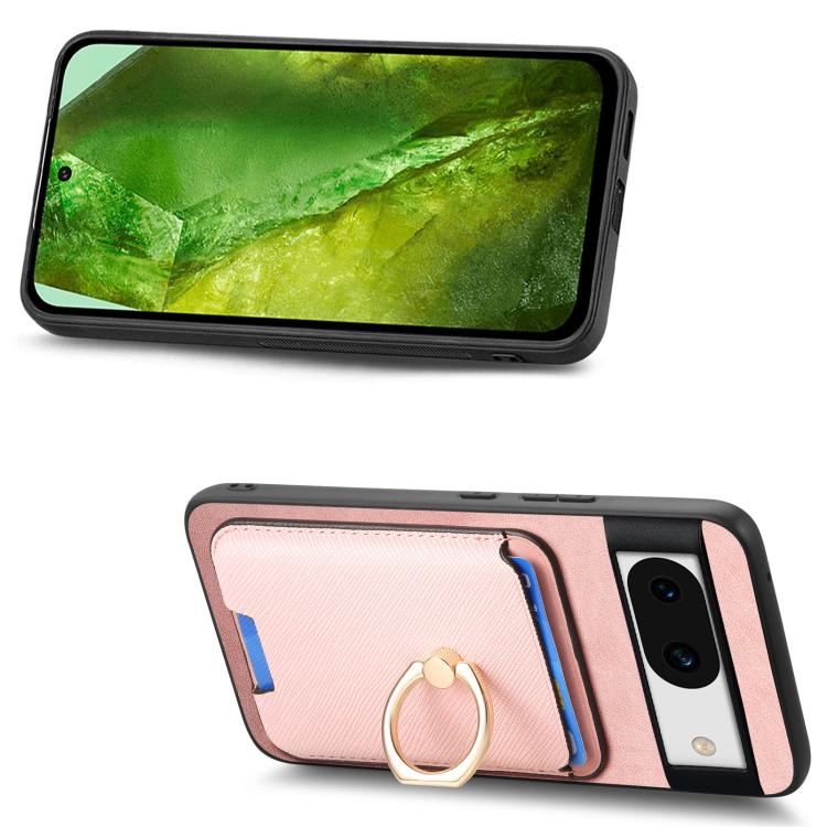 For Google Pixel 8a Retro Cross Leather Ring Vertical Insert Card Bag MagSafe Phone Case