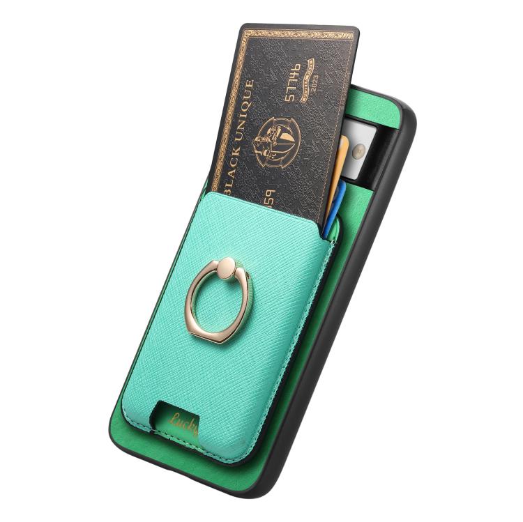 For Google Pixel 8a Retro Cross Leather Ring Vertical Insert Card Bag MagSafe Phone Case