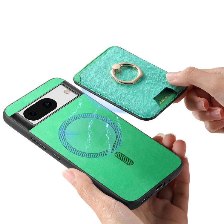 For Google Pixel 8a Retro Cross Leather Ring Vertical Insert Card Bag MagSafe Phone Case