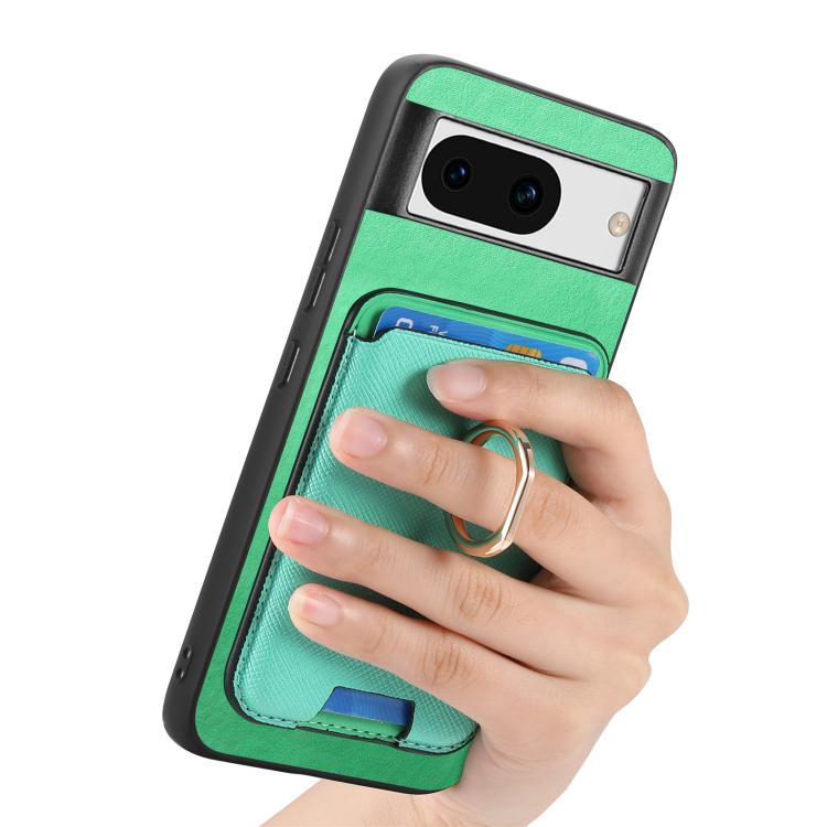 For Google Pixel 8a Retro Cross Leather Ring Vertical Insert Card Bag MagSafe Phone Case