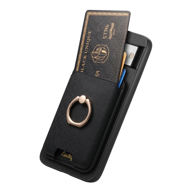 For Google Pixel 8a Retro Cross Leather Ring Vertical Insert Card Bag MagSafe Phone Case