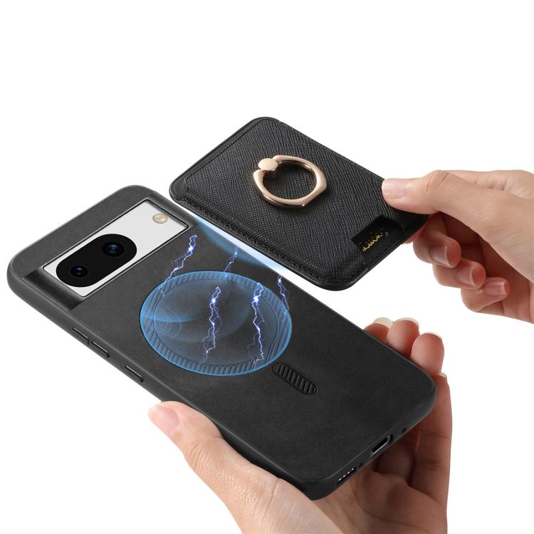 For Google Pixel 8a Retro Cross Leather Ring Vertical Insert Card Bag MagSafe Phone Case