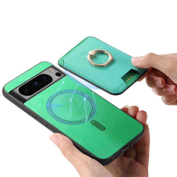 For Google Pixel 8 Pro Retro Cross Leather Ring Vertical Insert Card Bag MagSafe Phone Case