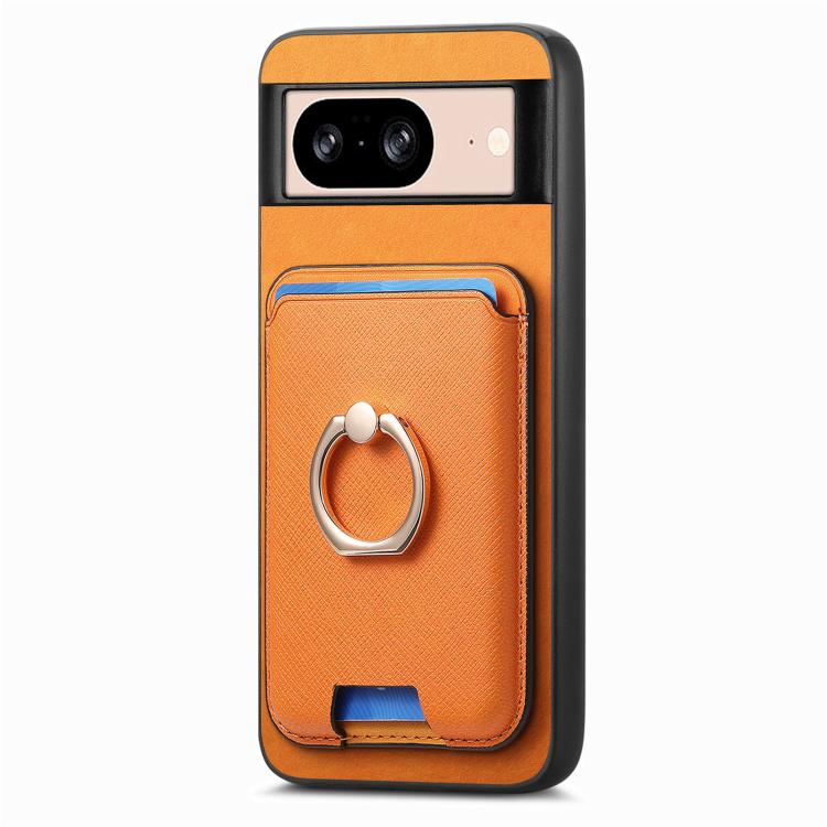 For Google Pixel 8 Retro Cross Leather Ring Vertical Insert Card Bag MagSafe Phone Case