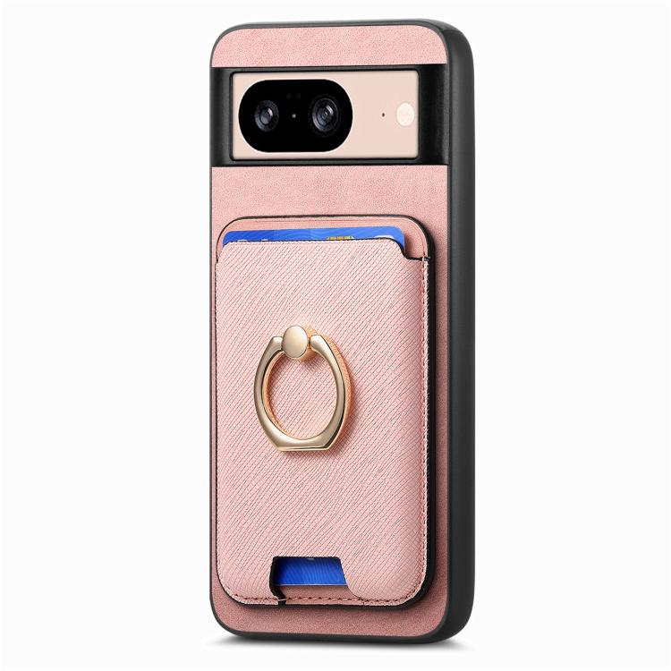 For Google Pixel 8 Retro Cross Leather Ring Vertical Insert Card Bag MagSafe Phone Case