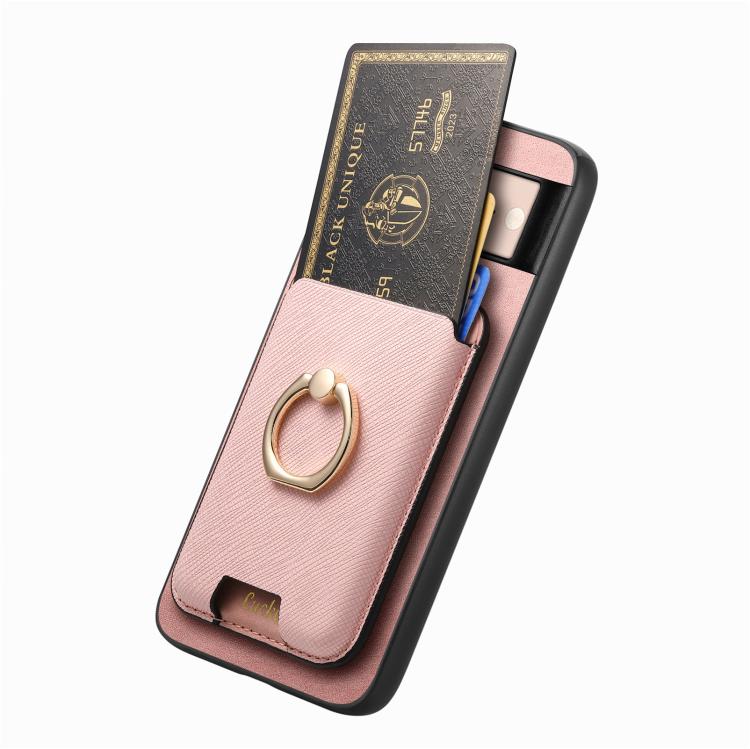 For Google Pixel 8 Retro Cross Leather Ring Vertical Insert Card Bag MagSafe Phone Case