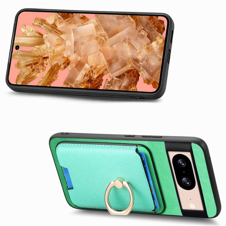 For Google Pixel 8 Retro Cross Leather Ring Vertical Insert Card Bag MagSafe Phone Case