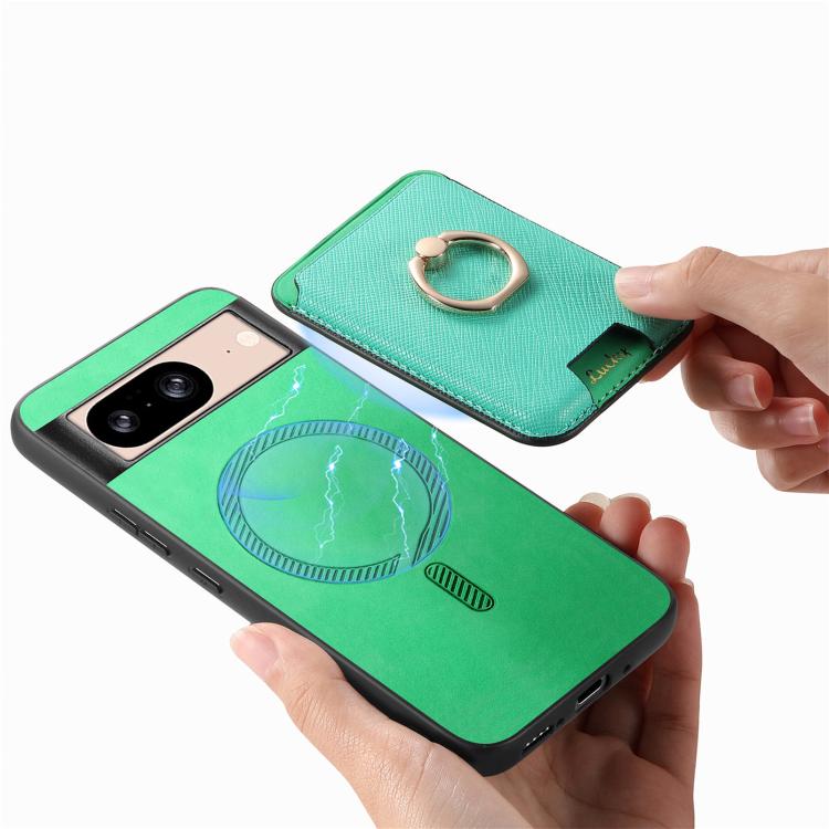 For Google Pixel 8 Retro Cross Leather Ring Vertical Insert Card Bag MagSafe Phone Case