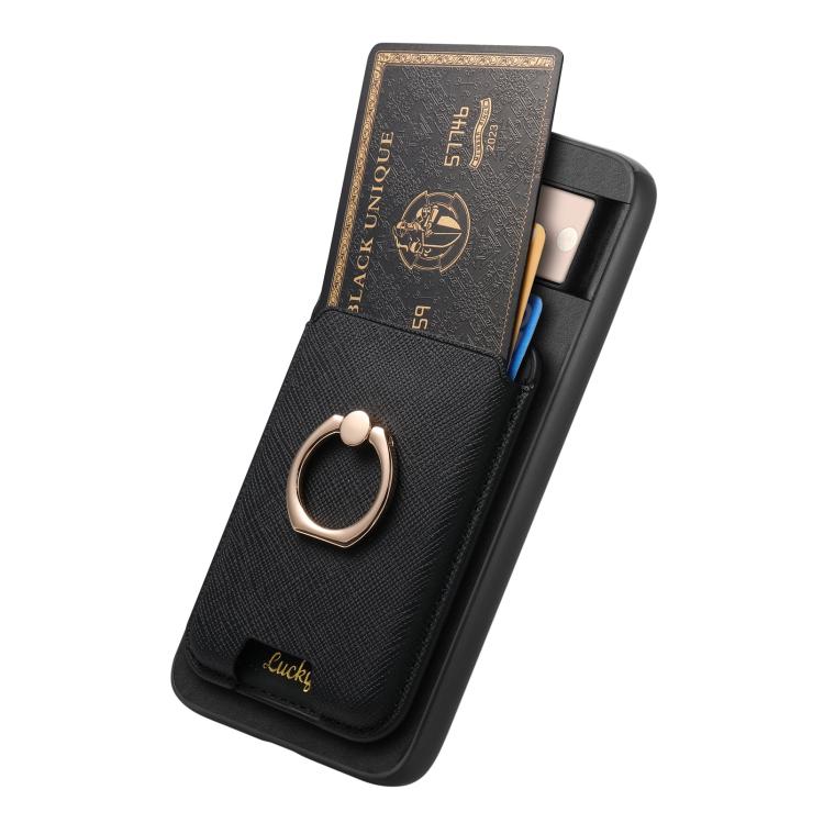 For Google Pixel 8 Retro Cross Leather Ring Vertical Insert Card Bag MagSafe Phone Case