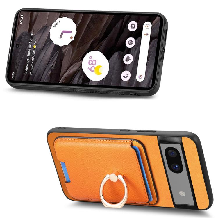 For Google Pixel 7a Retro Cross Leather Ring Vertical Insert Card Bag MagSafe Phone Case