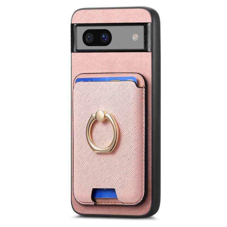 For Google Pixel 7a Retro Cross Leather Ring Vertical Insert Card Bag MagSafe Phone Case