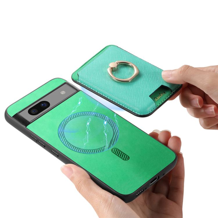 For Google Pixel 7a Retro Cross Leather Ring Vertical Insert Card Bag MagSafe Phone Case