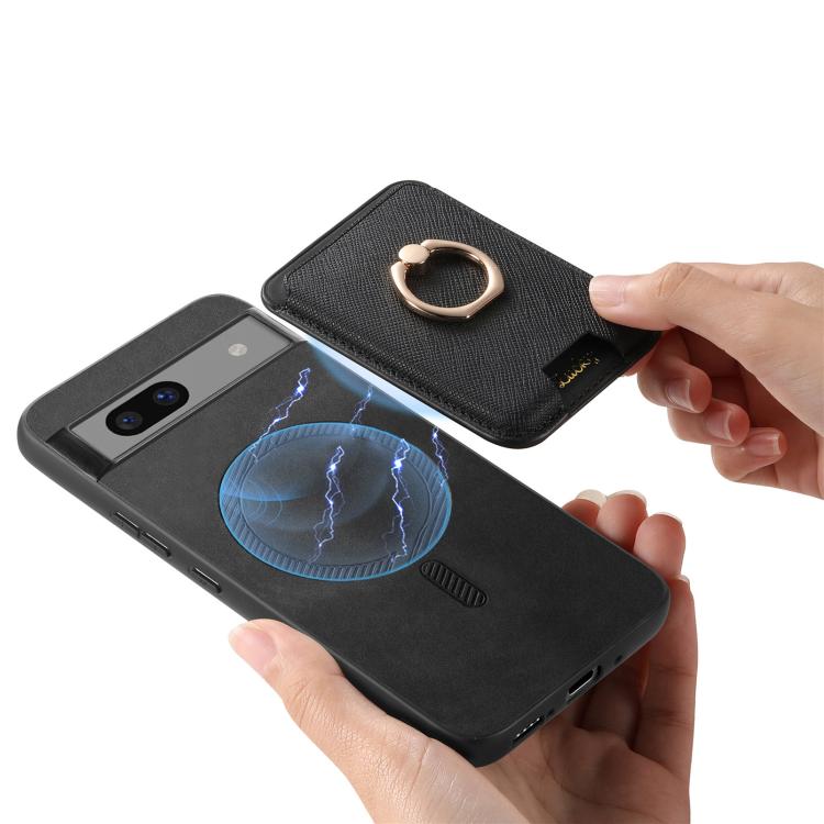 For Google Pixel 7a Retro Cross Leather Ring Vertical Insert Card Bag MagSafe Phone Case