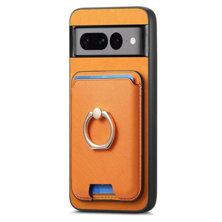 For Google Pixel 7 Pro Retro Cross Leather Ring Vertical Insert Card Bag MagSafe Phone Case