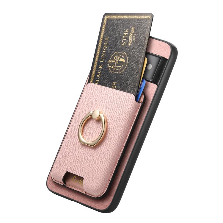 For Google Pixel 7 Pro Retro Cross Leather Ring Vertical Insert Card Bag MagSafe Phone Case