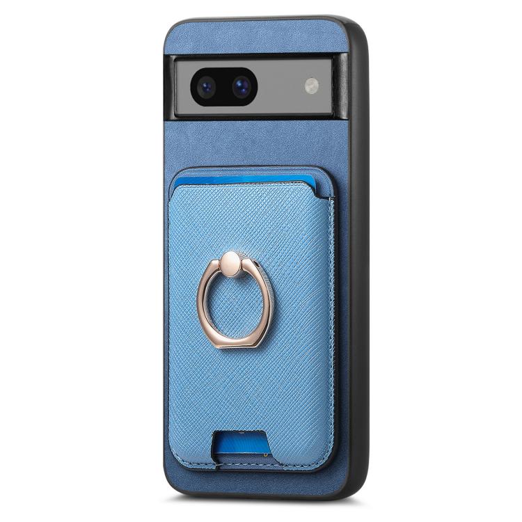 For Google Pixel 7 Retro Cross Leather Ring Vertical Insert Card Bag MagSafe Phone Case