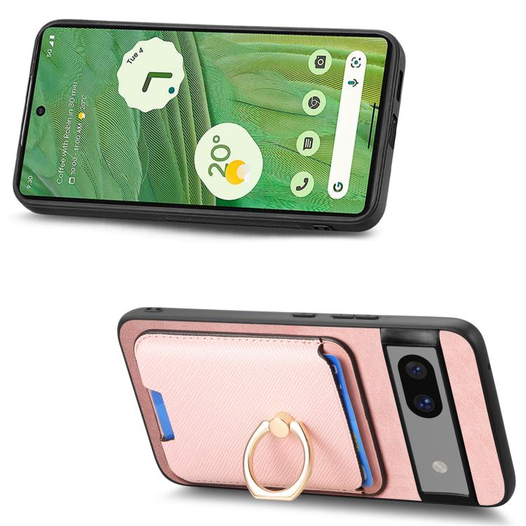 For Google Pixel 7 Retro Cross Leather Ring Vertical Insert Card Bag MagSafe Phone Case