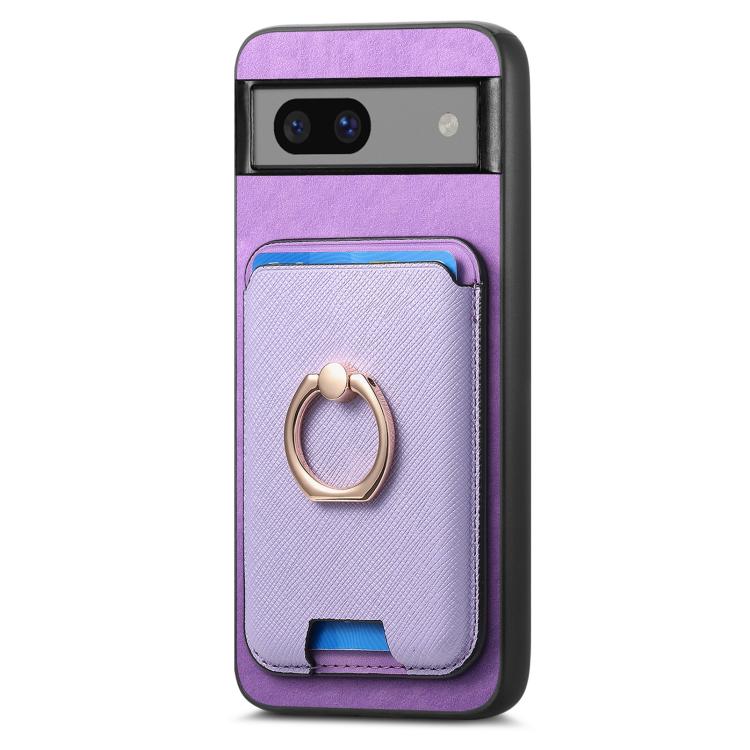 For Google Pixel 7 Retro Cross Leather Ring Vertical Insert Card Bag MagSafe Phone Case