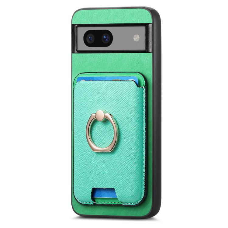For Google Pixel 7 Retro Cross Leather Ring Vertical Insert Card Bag MagSafe Phone Case