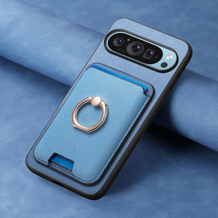 For Google Pixel 10 Pro XL Retro Cross Leather Ring Vertical Insert Card Bag MagSafe Phone Case