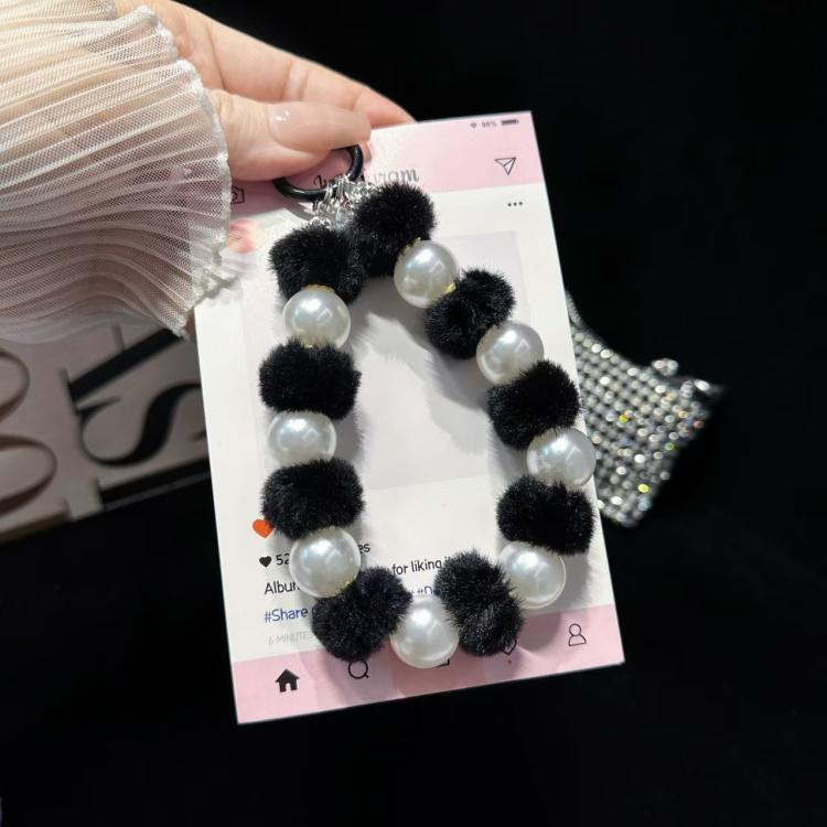 Plush Ball Crystal Pearl Phone Chain