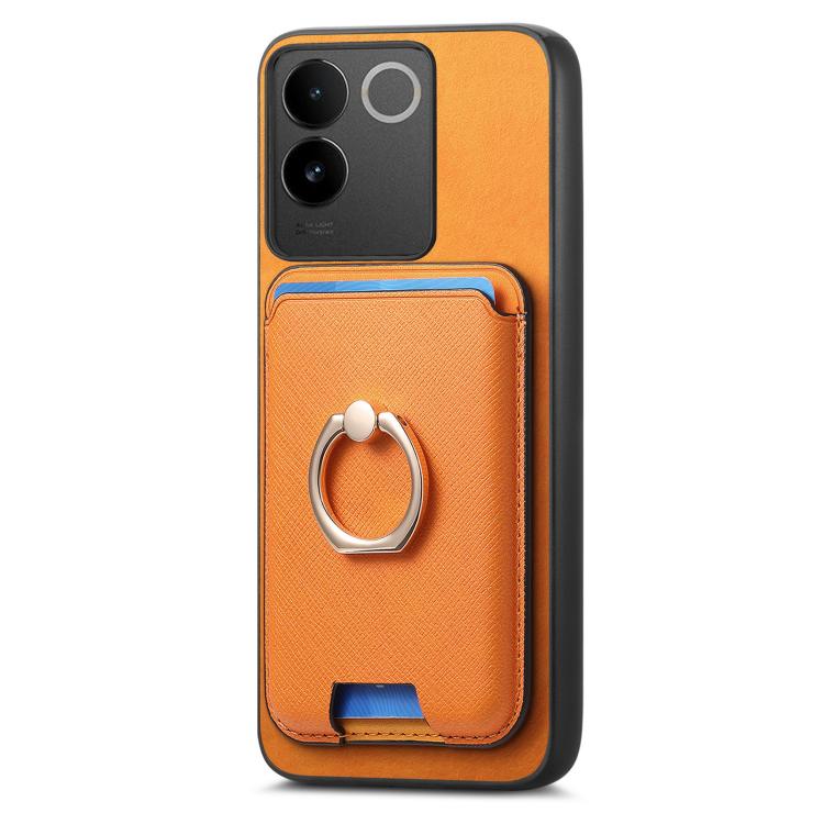 For vivo S18 / S18 Pro 5G Retro Cross Leather Ring Vertical Insert Card Bag MagSafe Phone Case