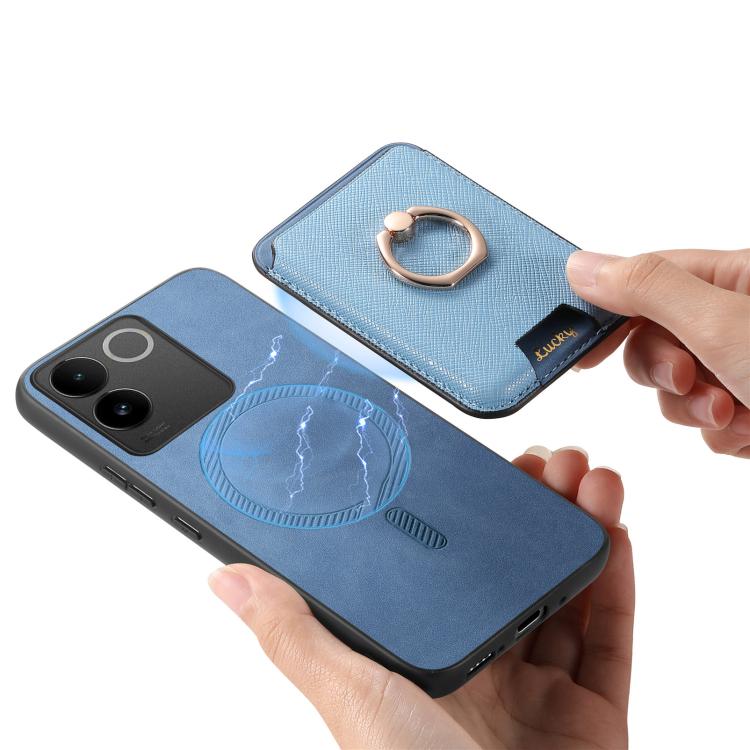For vivo S20 Retro Cross Leather Ring Vertical Insert Card Bag MagSafe Phone Case