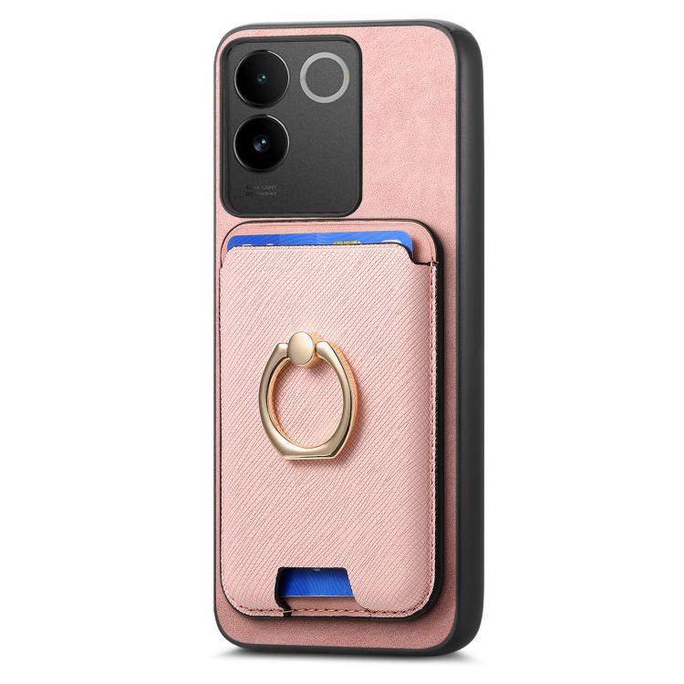 For vivo S20 Retro Cross Leather Ring Vertical Insert Card Bag MagSafe Phone Case