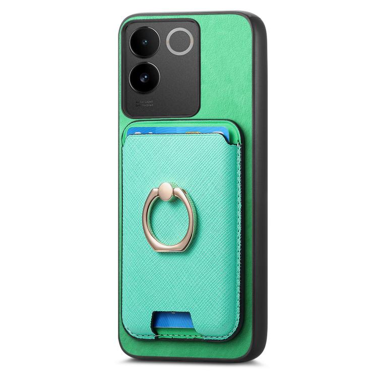 For vivo S20 Retro Cross Leather Ring Vertical Insert Card Bag MagSafe Phone Case