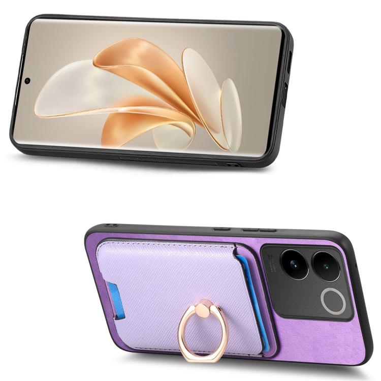 For vivo S20 Pro Retro Cross Leather Ring Vertical Insert Card Bag MagSafe Phone Case