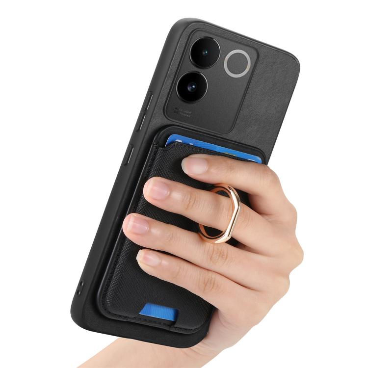 For vivo S20 Pro Retro Cross Leather Ring Vertical Insert Card Bag MagSafe Phone Case