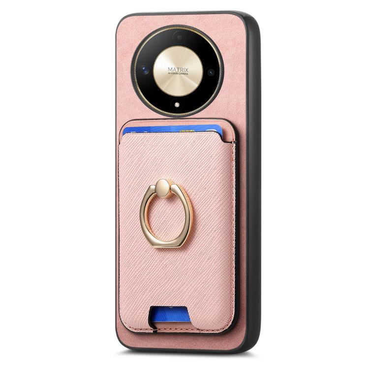 For Honor Magic6 Pro 5G Retro Cross Leather Ring Vertical Insert Card Bag MagSafe Phone Case