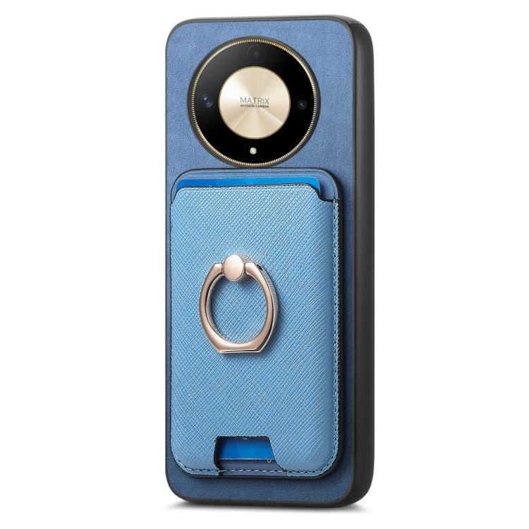 For Honor X50 Pro 5G Retro Cross Leather Ring Vertical Insert Card Bag MagSafe Phone Case