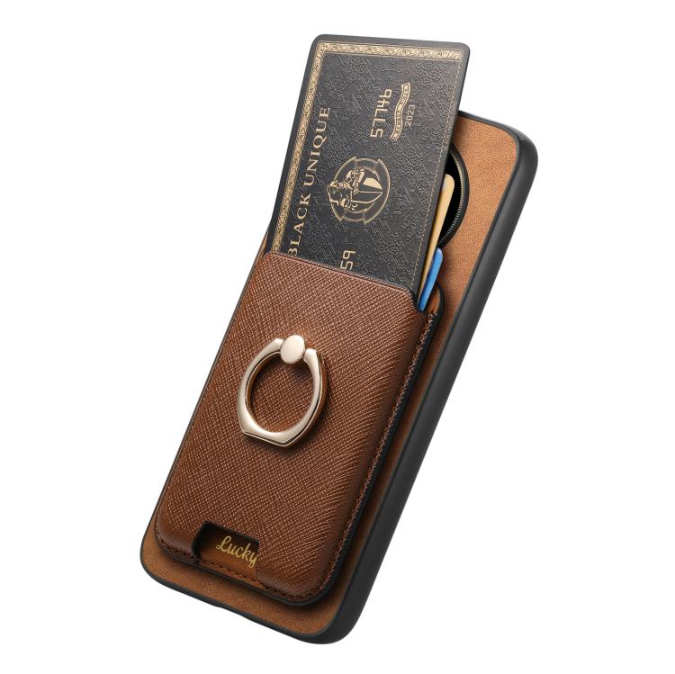For Honor X60 5G Retro Cross Leather Ring Vertical Insert Card Bag MagSafe Phone Case