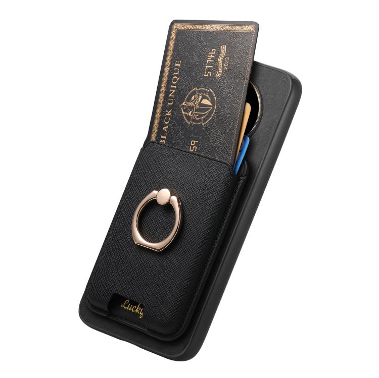 For Honor Magic7 Retro Cross Leather Ring Vertical Insert Card Bag MagSafe Phone Case