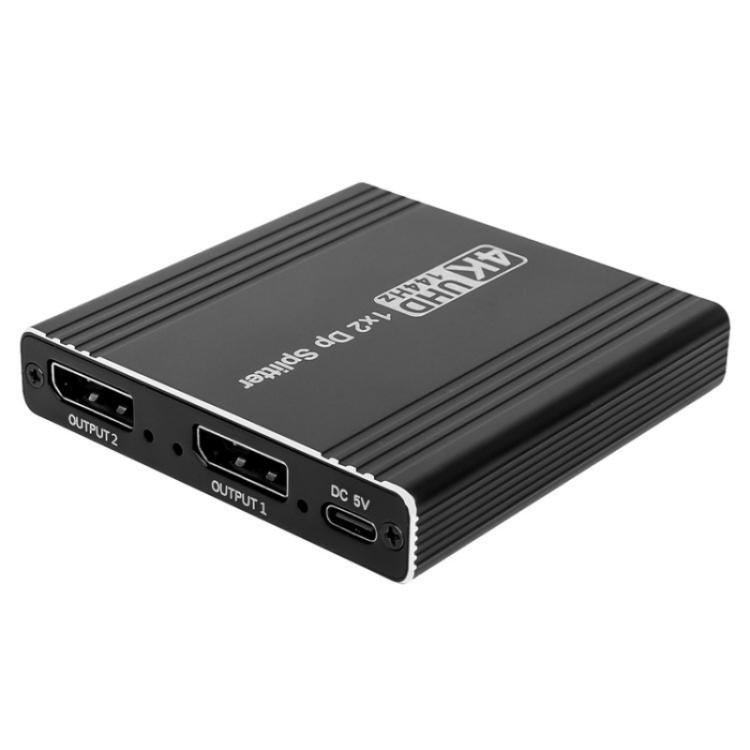 FD 1X2 4K 144HZ Audio Extractor Splitter DisplayPort 1.4 to Dual DisplayPort MST Hub, Plug:US Plug