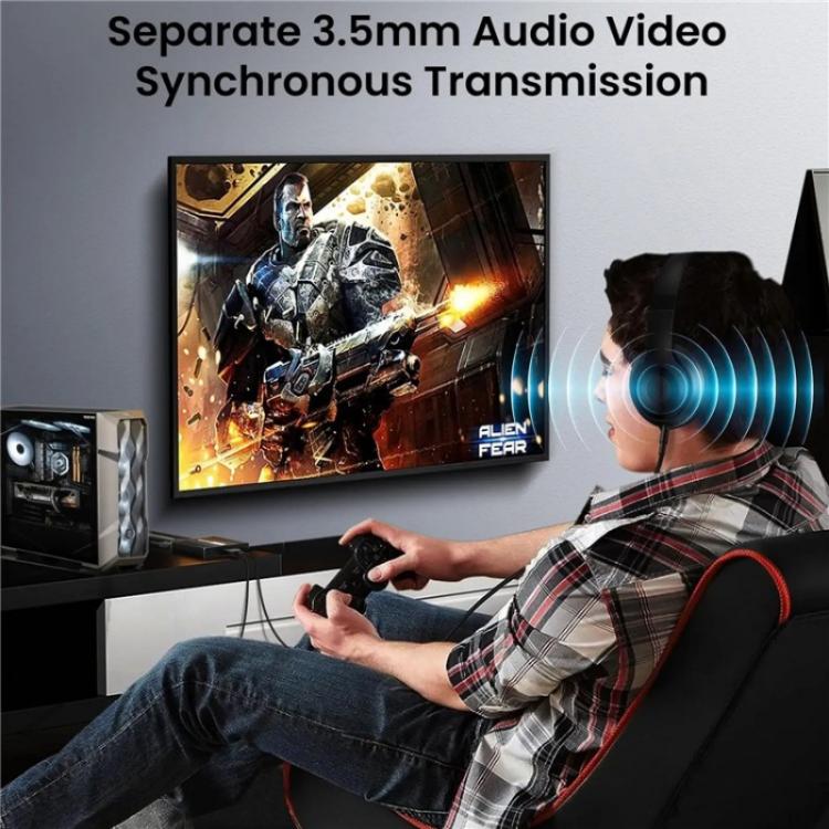 FD 1X2 4K 144HZ Audio Extractor Splitter DisplayPort 1.4 to Dual DisplayPort MST Hub, Plug:US Plug