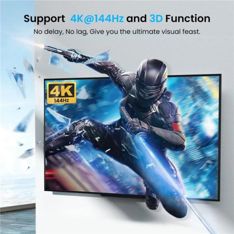 FD 1X2 4K 144HZ Audio Extractor Splitter DisplayPort 1.4 to Dual DisplayPort MST Hub, Plug:US Plug