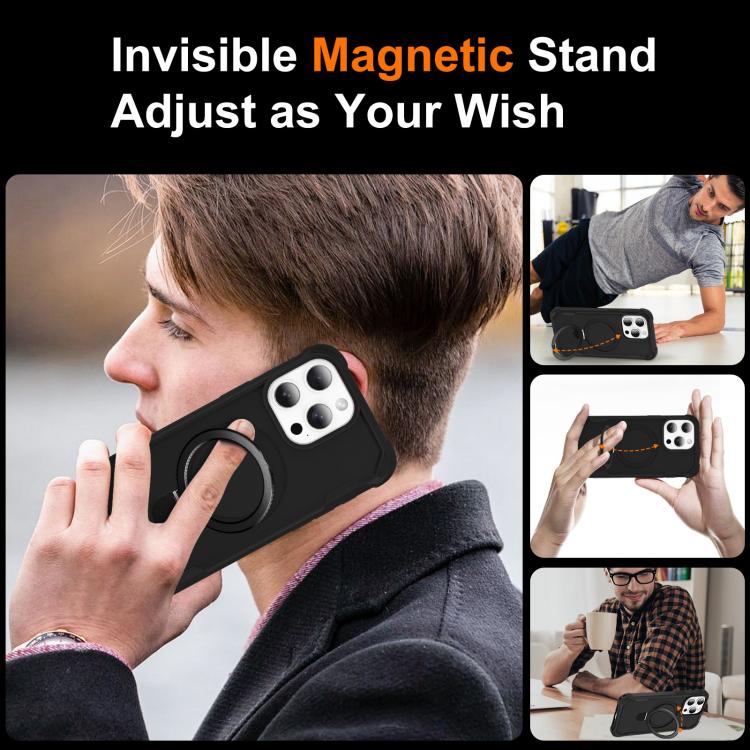 For iPhone 15 Pro Yingcai Gears MagSafe Holder Shockproof Phone Case