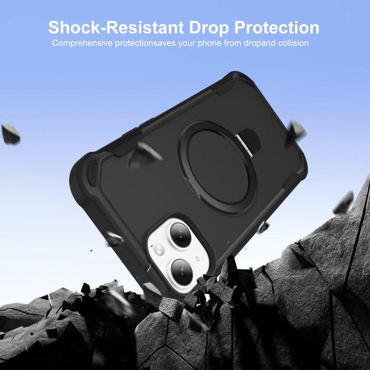 For iPhone 15 Plus Yingcai Gears MagSafe Holder Shockproof Phone Case
