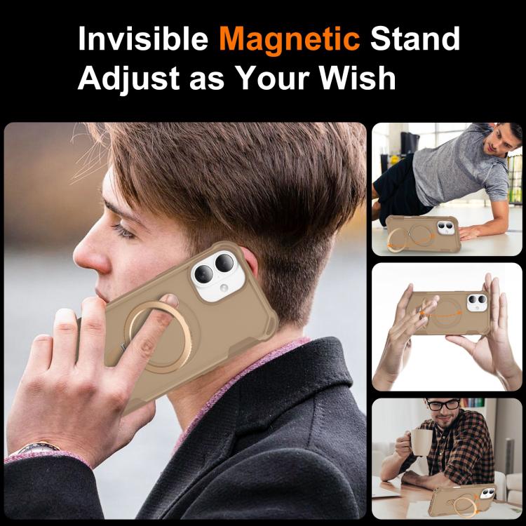 For iPhone 16 Yingcai Gears MagSafe Holder Shockproof Phone Case